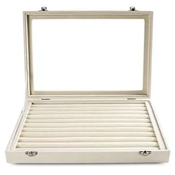 Elegant Jewelry Organizer Tray with Clear Lid and 10 Slots