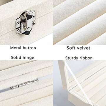 Frebeauty Rings/Earrings Organizer Tray with Clear Lid 10 Slots Velvet Drawer Insert Jewelry Storage box with Glass lid Jewelry Display Case Showcase Gift for Girls Women (Beige, 10 Slots)