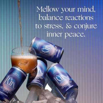 Kin Euphorics Lightwave Non-Alcoholic Functional Beverage | Calm the Mind & Mellow the Mood | Adaptogens, Nootropics, Reishi Mushroom & L-Theanine | Lavender-Vanilla, Smoked Sea Salt & Passionflower | 8 Fl Oz (8pk)