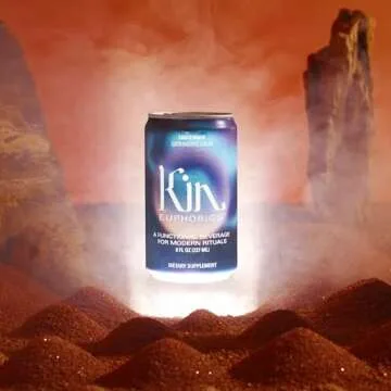 Kin Euphorics Lightwave Non-Alcoholic Functional Beverage | Calm the Mind & Mellow the Mood | Adaptogens, Nootropics, Reishi Mushroom & L-Theanine | Lavender-Vanilla, Smoked Sea Salt & Passionflower | 8 Fl Oz (8pk)