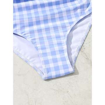 Floerns Girl's Gingham Print One Piece Swimsuit 10Y