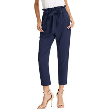 GRACE KARIN Women's Casual Loose High Waist Stretchy Skinny Slim Long Pants in Navy Blue