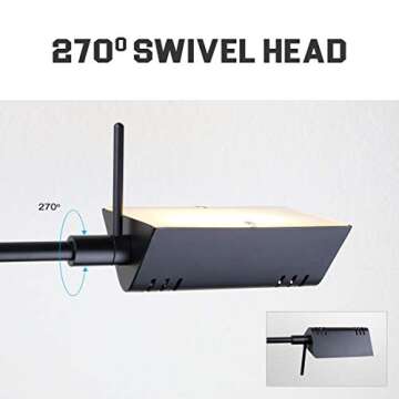 O’Bright Dimmable LED Pharmacy Floor Lamp, 12W LED, Full Range Dimming, 360 Degree Swing Arms, Adjustable Heights, Standing Lamp for Reading, Sewing, and Craft, ETL Listed (Black)