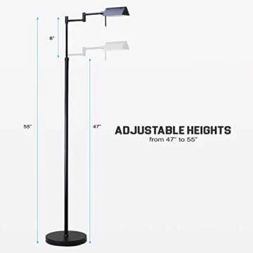 O’Bright Dimmable LED Pharmacy Floor Lamp, 12W LED, Full Range Dimming, 360 Degree Swing Arms, Adjustable Heights, Standing Lamp for Reading, Sewing, and Craft, ETL Listed (Black)