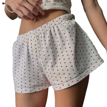 KMBANGI Y2k Cute Lounge Shorts for Women - Floral Print Low Rise Pajama Boxers