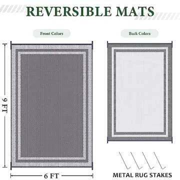 HappyTrends Outdoor Rug – Reversible Portable Plastic Straw Mat for Campers