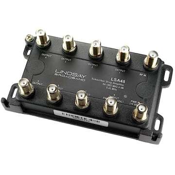 Reliable 8-Port TV Antenna Signal Splitter with Power Supply and F59 Terminators