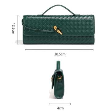 Dreubea Women's Handmade Woven Evening Bag Casual Leather Shoulder Handbag Fashion Crossbody Clutch Purse Grape Purple