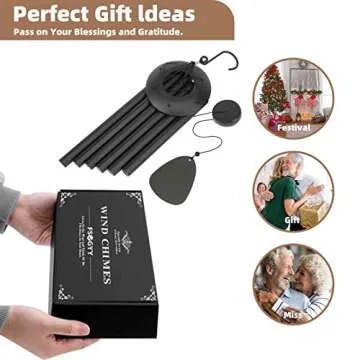 FSVGYY Wind-Chimes-Outdoor-Large-Decor, Deep Tone Soothing Melodic Tones Windchimes, Wind Chimes for Outside, Memorial Wind Chimes Best Gift for Mom Women Grandma Neighbors（32" Black）