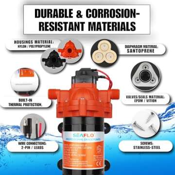 SEAFLO 33 Series DC Diaphragm Pump – 4-Year Warranty! 12V, 3.0 GPM, 45 PSI, Self-Priming, Run Dry Safe, Built-In Pressure Switch | Ideal for Marine, RV, and Water Systems