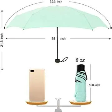 Ximlife Women's Mint Green Compact Folded Umbrella 20"