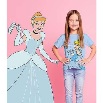 Disney Princess T-Shirts (4-Pack) Girls Short Sleeve Aurora, Cinderella, Snow White, Jasmine, Rapunz...
