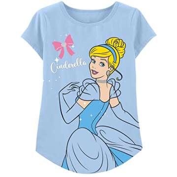 Disney Princess T-Shirts (4-Pack) Girls Short Sleeve Aurora, Cinderella, Snow White, Jasmine, Rapunzel, Ariel, Moana, Tiana 2T Lb/Pk/Y/T SS