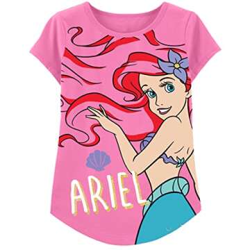 Disney Princess T-Shirts (4-Pack) Girls Short Sleeve Aurora, Cinderella, Snow White, Jasmine, Rapunzel, Ariel, Moana, Tiana 2T Lb/Pk/Y/T SS