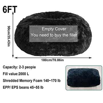 FAFAD Giant 6ft Bean Bag Chair for Ultimate Comfort