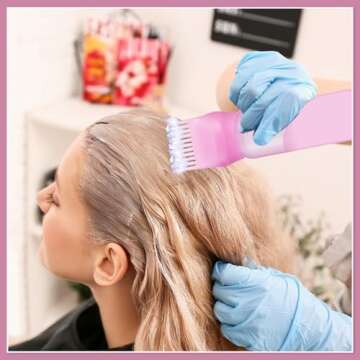 Pimoys 2 Pack Root Comb Applicator Bottle 6 Ounce Oil Applicator for Hair Dye, Hair Oiling Applicator Brush with Graduated Scale, Pink and Purple