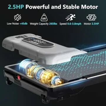 Walking Pad with Incline, Under Desk Treadmill for Home Office, 2.5HP Portable Treadmills with Panel & Remote Control, 4 in 1 Walking Running Machine Manual Incline, Compact Treadmill 265LB Capacity