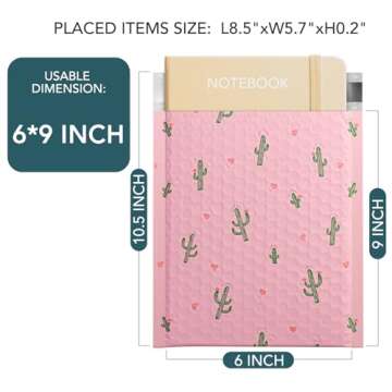 METRONIC Cute Bubble Mailers 6x10 Inch 100Pack Waterproof Padded Envelopes Pink 邮寄用气泡邮?...