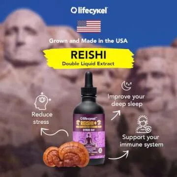 Lifecykel Reishi Mushroom Extract with Kakadu Plum - 100% Organic Adaptogen for Better Sleep, Relaxa...