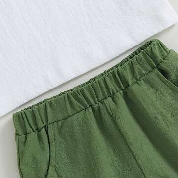 Karuedoo Toddler Baby Boy Clothes Cotton Linen Henley Shirts Button Down Long Sleeve Shirts Casual Pants Set (A-White Green, 2-3 Years)
