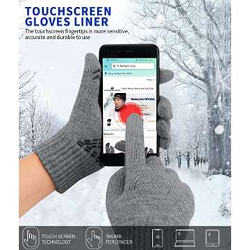 FZ FANTASTIC ZONE Mens Winter Gloves Warm Thermal Soft Wool Knit Touchscreen Gloves for Women