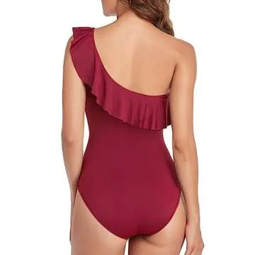 Hilor Women’s Tummy Control One Shoulder Swimsuit