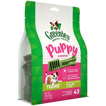 Greenies Puppy 6+ Months TEENIE Natural Dental Care Dog Treats, 12 oz. Pack (20 Treats)