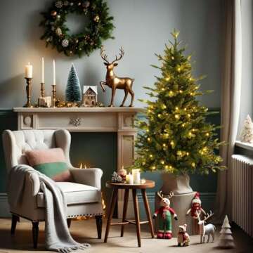 4 ft Pre Lit Artificial Christmas Tree with Lights, Fraser Fir Realistic PE PVC Branch Tips, Holiday Xmas Tree, Metal Stand Automatic Unfold Hinged Design, Easy Assembly for Home Party Decoration