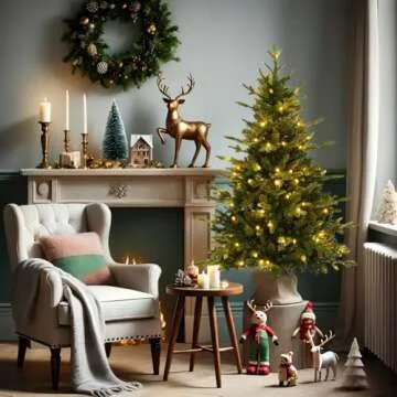 4 ft Pre Lit Artificial Christmas Tree with Lights, Fraser Fir Realistic PE PVC Branch Tips, Holiday Xmas Tree, Metal Stand Automatic Unfold Hinged Design, Easy Assembly for Home Party Decoration