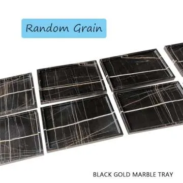 GHYFGD Natural Marble Vanity Tray Genuine Black Marble Stone Tray for Bathroom/Kitchen Countertop (Black Gold 12" x 8")