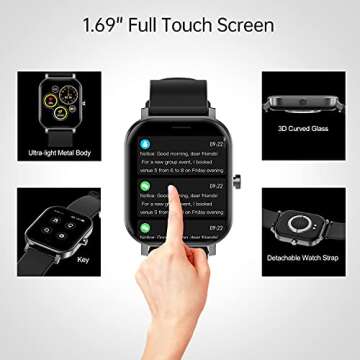 Smart Watches for Android Phones Compatible Samsung iPhone, 2022 Smartwatch 1.69 Fitness Tracker Ladies Waterproof Full Touch Screen Heart Rate Sleep Monitor Pedometer Calorie