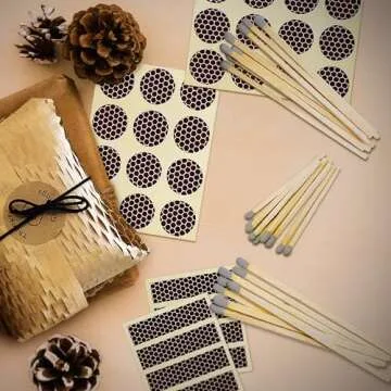 1” Circle Match Striker Stickers – 12 Pieces | Bumble/Dotted Pattern Match Strike Paper with Adhesive Pre-Cut in Circles for Easy Match Lighting | Also Available in Charcoal or Brown & Many Sizes