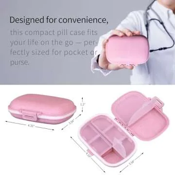 iouwei Pill Organizer with Medicine Labels Travel Daily Pill Container Mini Medication Organizer Storage Pill Organizer Travel Essentials Pill Case 7 Day Pill Organizer (Beige, 161 Lables)