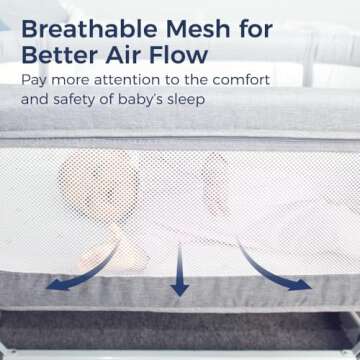 Papablic Baby Bassinet, Bedside Bassinet for Baby with Breathable Mesh & Soft Mattress, Adjustable Bassinet Bedside Sleeper with Wheels, Grey