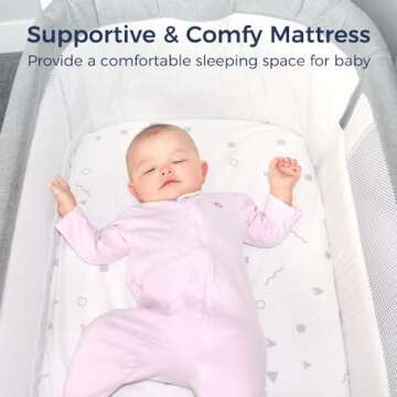 Papablic Baby Bassinet, Bedside Bassinet for Baby with Breathable Mesh & Soft Mattress, Adjustable Bassinet Bedside Sleeper with Wheels, Grey