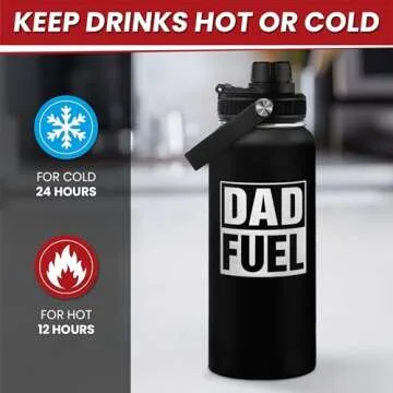 SANDJEST Dad Water Bottle 32oz - Dad Fuel Water Bottles Stainless Steel Insulated Sports Bottle with Lid, Gifts for Father from Daughter Son, Dad Gifts for Birthday Christmas Fathers Day