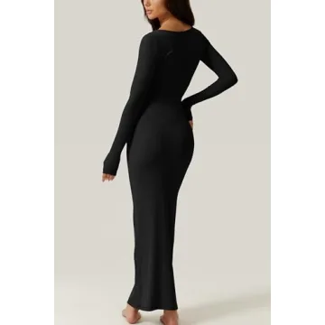 QINSEN Long Sleeve Bodycon Maxi Dress for Women