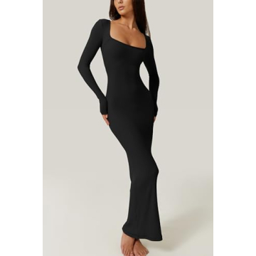 QINSEN Long Sleeve Bodycon Maxi Dress for Women