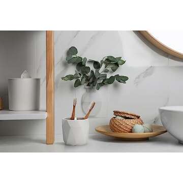 Essentra Home Modern White Collection Toothbrush Holder