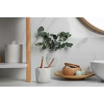 Essentra Home Modern White Collection Toothbrush Holder