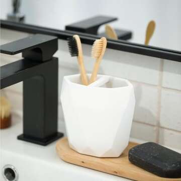 Essentra Home Modern White Collection Toothbrush Holder
