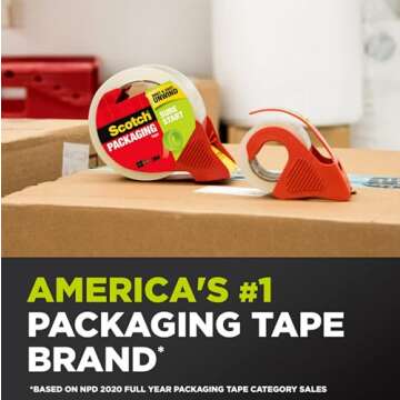 Smooth, Reliable Scotch Sure Start Packing Tape - 2 Rolls