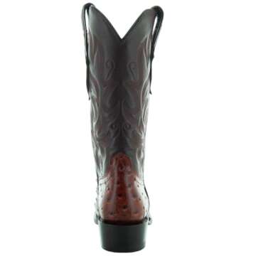 Soto Boots Men's Ostrich Print Cowboy Boots H7002 - Cognac