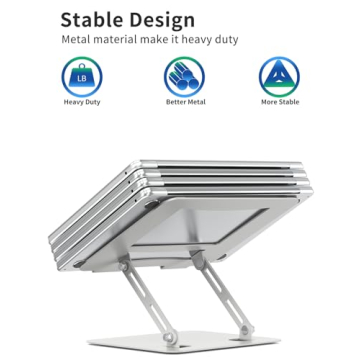 SOUNDANCE Adjustable Laptop Stand - Ergonomic Metal Riser for Any Age