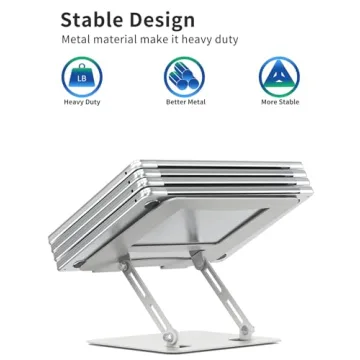 SOUNDANCE Adjustable Laptop Stand - Ergonomic Metal Riser for Any Age