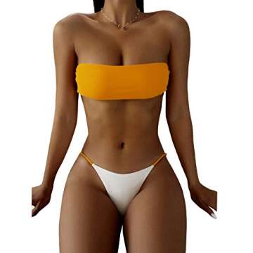 SOLY HUX Women's Color Block Bandeau Bikini Swimsuit