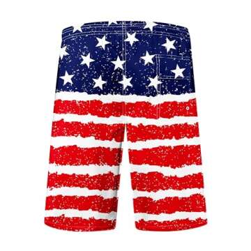 Mens Swim Trunks for Men, Vintage American Flag Mens Board Shorts Swimwear Bathing Suit with Mesh Li...