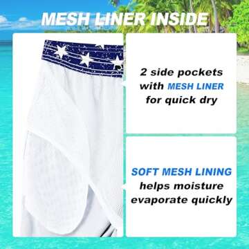 Mens Swim Trunks Vintage American Flag Quick Dry Swimwear