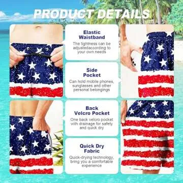 Mens Swim Trunks Vintage American Flag Quick Dry Swimwear