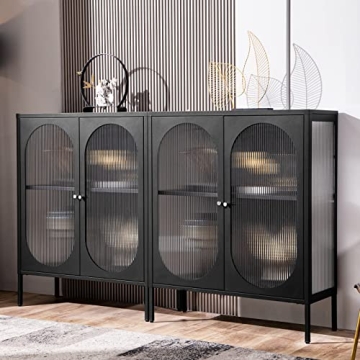 SICOTAS Stylish Buffet Storage Cabinet with Glass Doors